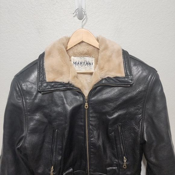 Vintage Martani Black Leather Retro Jacket Size L - Picture 9 of 13